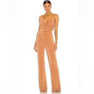 MISHA Moyra Jumpsuit Desert Rose
Tan Draped soft stretch Revolve US 8